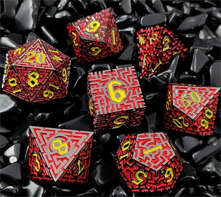 Solid Maze Multi -Faceted Metal Dice DND#RPG Dungeon Dan Long Crusu