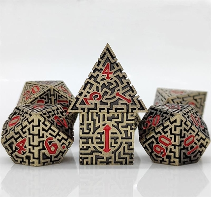 Solid Maze Multi -Faceted Metal Dice DND#RPG Dungeon Dan Long Crusu