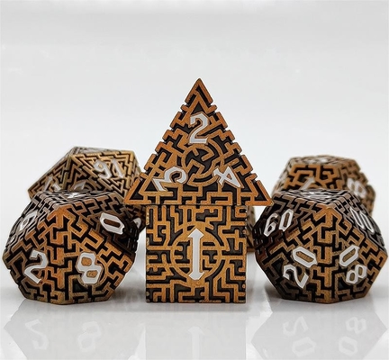 Solid Maze Multi -Faceted Metal Dice DND#RPG Dungeon Dan Long Crusu