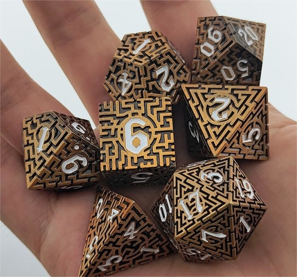 Solid Maze Multi -Faceted Metal Dice DND#RPG Dungeon Dan Long Crusu