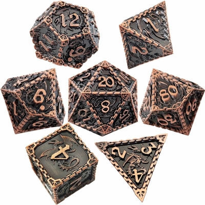 Multi -faceted Metal RPG Dice Flying Dragon Solid Smooth Dragon DND