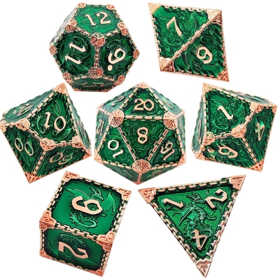 Multi -faceted Metal RPG Dice Flying Dragon Solid Smooth Dragon DND
