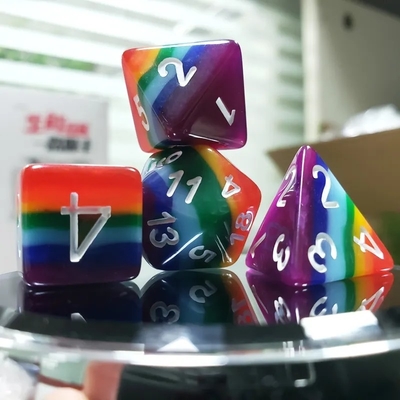 7 Lapisan Pelangi buatan tangan Resin Dice Crusson And Dungeon DND#RPG
