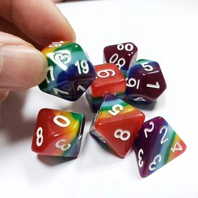 7 Lapisan Pelangi buatan tangan Resin Dice Crusson And Dungeon DND#RPG