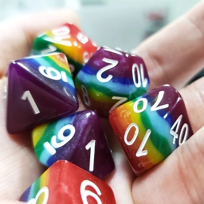 7 Lapisan Pelangi buatan tangan Resin Dice Crusson And Dungeon DND#RPG