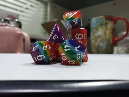 7 Lapisan Pelangi buatan tangan Resin Dice Crusson And Dungeon DND#RPG