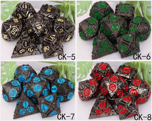 Thorns Striped Metal Dice Set Fantasy DND Multi Faceted Board Game