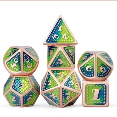 Dragon Scale Solid Metal Dice Set Multi Color DND RPG Warna Cerah
