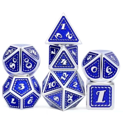 Dragon Scale Solid Metal Dice Set Multi Color DND RPG Warna Cerah