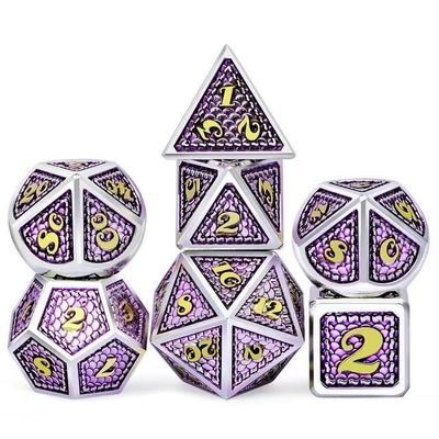 Dragon Scale Solid Metal Dice Set Multi Color DND RPG Warna Cerah