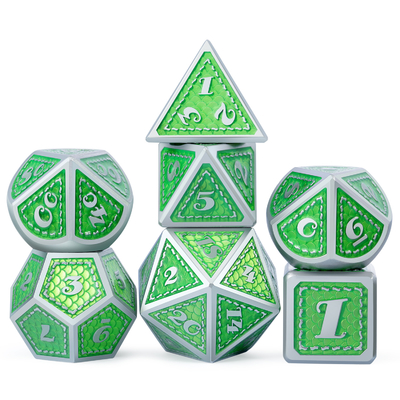 Dragon Scale Solid Metal Dice Set Multi Color DND RPG Warna Cerah