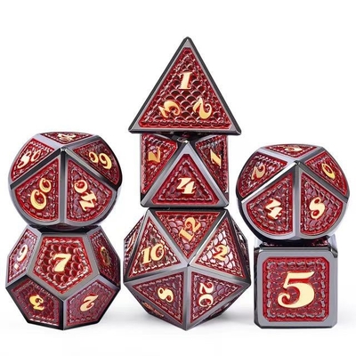 Dragon Scale Solid Metal Dice Set Multi Color DND RPG Warna Cerah