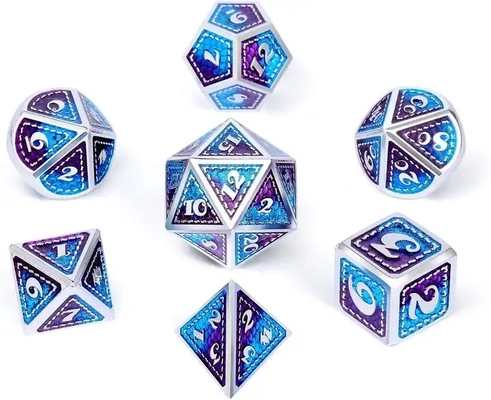 Dragon Scale Solid Metal Dice Set Multi Color DND RPG Warna Cerah