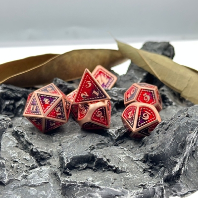 Dragon Scale Solid Metal Dice Set Multi Color DND RPG Warna Cerah