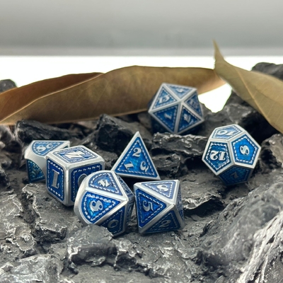 Dragon Scale Solid Metal Dice Set Multi Color DND RPG Warna Cerah