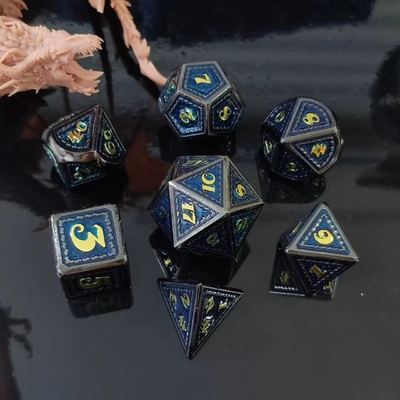 Dragon Scale Solid Metal Dice Set Multi Color DND RPG Warna Cerah
