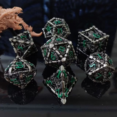 Antique Hollow Metal Dice Suite Dragon And Underground City Board Game DND RPG