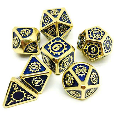 Berwarna-warni Gear Solid Metal Dice Set Board Game Kuusu DND RPG