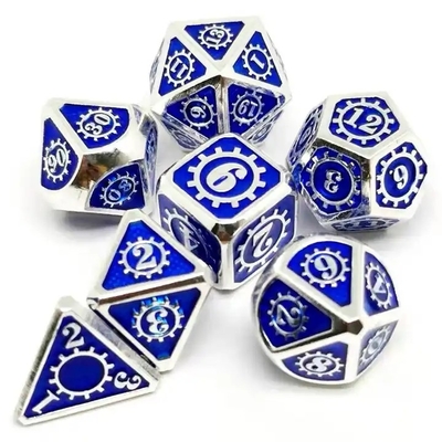 Berwarna-warni Gear Solid Metal Dice Set Board Game Kuusu DND RPG