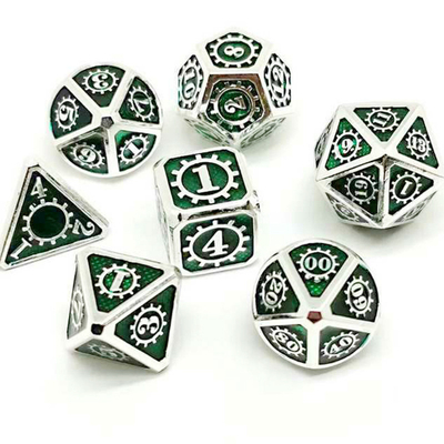 Berwarna-warni Gear Solid Metal Dice Set Board Game Kuusu DND RPG