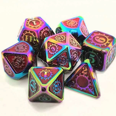 Berwarna-warni Gear Solid Metal Dice Set Board Game Kuusu DND RPG