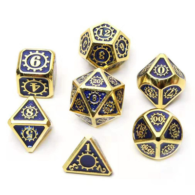 Berwarna-warni Gear Solid Metal Dice Set Board Game Kuusu DND RPG