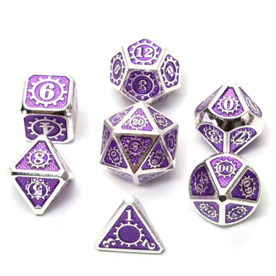Berwarna-warni Gear Solid Metal Dice Set Board Game Kuusu DND RPG