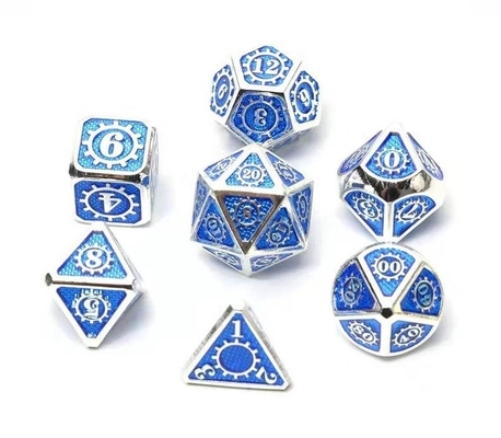Berwarna-warni Gear Solid Metal Dice Set Board Game Kuusu DND RPG