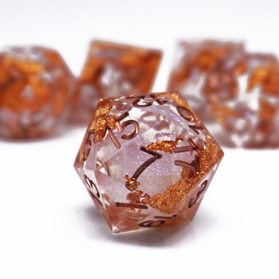 Yellow Flurry Line RPG Resin Dice Set Krusu DND Untuk Hadiah Dan Koleksi
