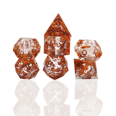 Yellow Flurry Line RPG Resin Dice Set Krusu DND Untuk Hadiah Dan Koleksi