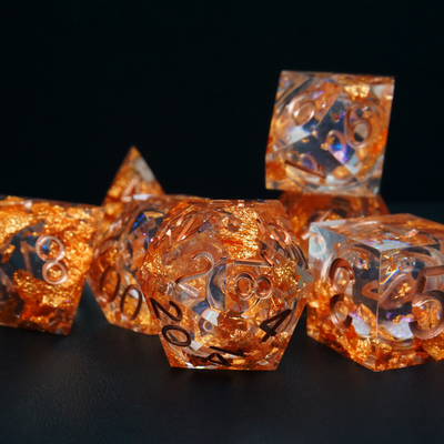 Yellow Flurry Line RPG Resin Dice Set Krusu DND Untuk Hadiah Dan Koleksi