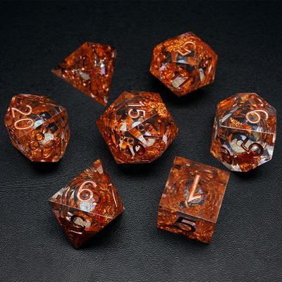 Yellow Flurry Line RPG Resin Dice Set Krusu DND Untuk Hadiah Dan Koleksi