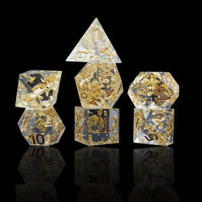 Handcraft Gold Foil Resin RPG Dice Set Naga Dan Saluran#Dnd#Rpg#Coc