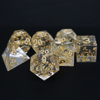 Handcraft Gold Foil Resin RPG Dice Set Naga Dan Saluran#Dnd#Rpg#Coc
