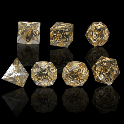 Handcraft Gold Foil Resin RPG Dice Set Naga Dan Saluran#Dnd#Rpg#Coc