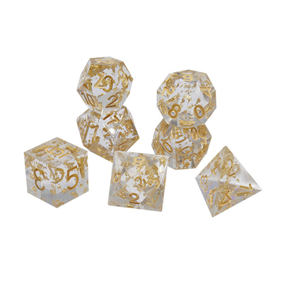 Handcraft Gold Foil Resin RPG Dice Set Naga Dan Saluran#Dnd#Rpg#Coc