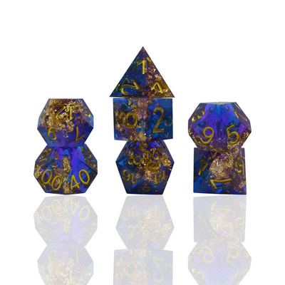 Blue Gold Foil Resin Dice Set Disesuaikan Berbagai Warna#Rpg#Dnd#Coc