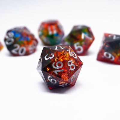 Red Gold Foil Resin Dice Set Kerajinan Tangan Warna Khusus#Rpg#Dnd#Coc