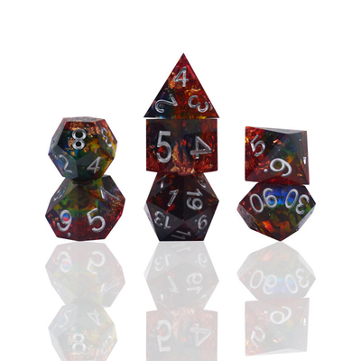Red Gold Foil Resin Dice Set Kerajinan Tangan Warna Khusus#Rpg#Dnd#Coc