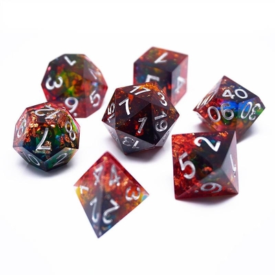 Red Gold Foil Resin Dice Set Kerajinan Tangan Warna Khusus#Rpg#Dnd#Coc