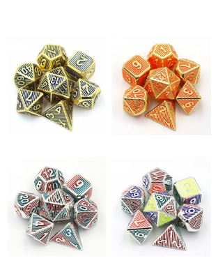 Digital Metal RPG Dice Warna Strip Vertikal Dnd Coc Gaya Mewah
