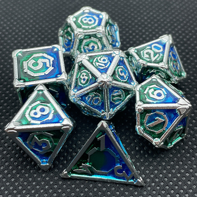 Game Desktop Metal Multi Face RPG Dice Set Dnd Coc Berwarna Berbagai