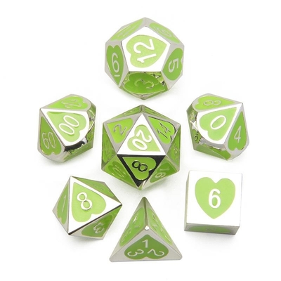 Green Peach Heart Metal Multi -Flag RPG Dice Set Dnd Coc Gaya mewah