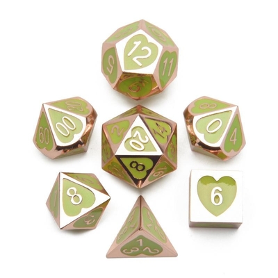 Green Peach Heart Metal Multi -Flag RPG Dice Set Dnd Coc Gaya mewah