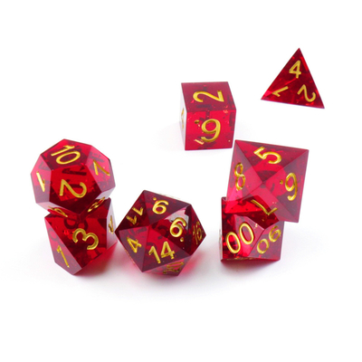 Set dadu resin alami buah delima merah permainan desktop domain sihir favorit petualangan dnd dadu