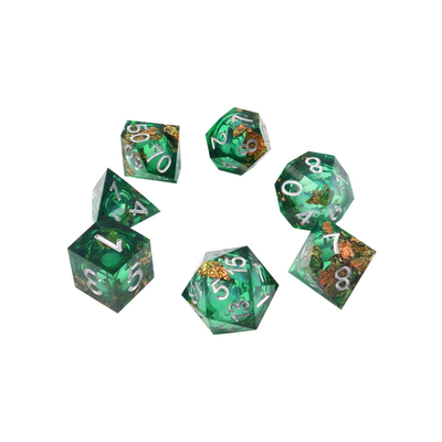 Green foil emas resin alami multi -faceted permainan desktop Dice Border Gate