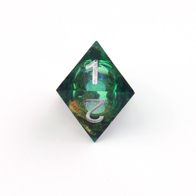 Green foil emas resin alami multi -faceted permainan desktop Dice Border Gate