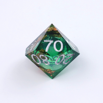 Green foil emas resin alami multi -faceted permainan desktop Dice Border Gate