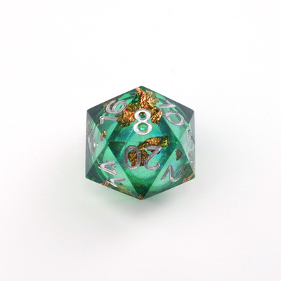 Green foil emas resin alami multi -faceted permainan desktop Dice Border Gate
