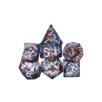 Grey foil emas resin alami multi -faceted desktop game Dice Border Gate